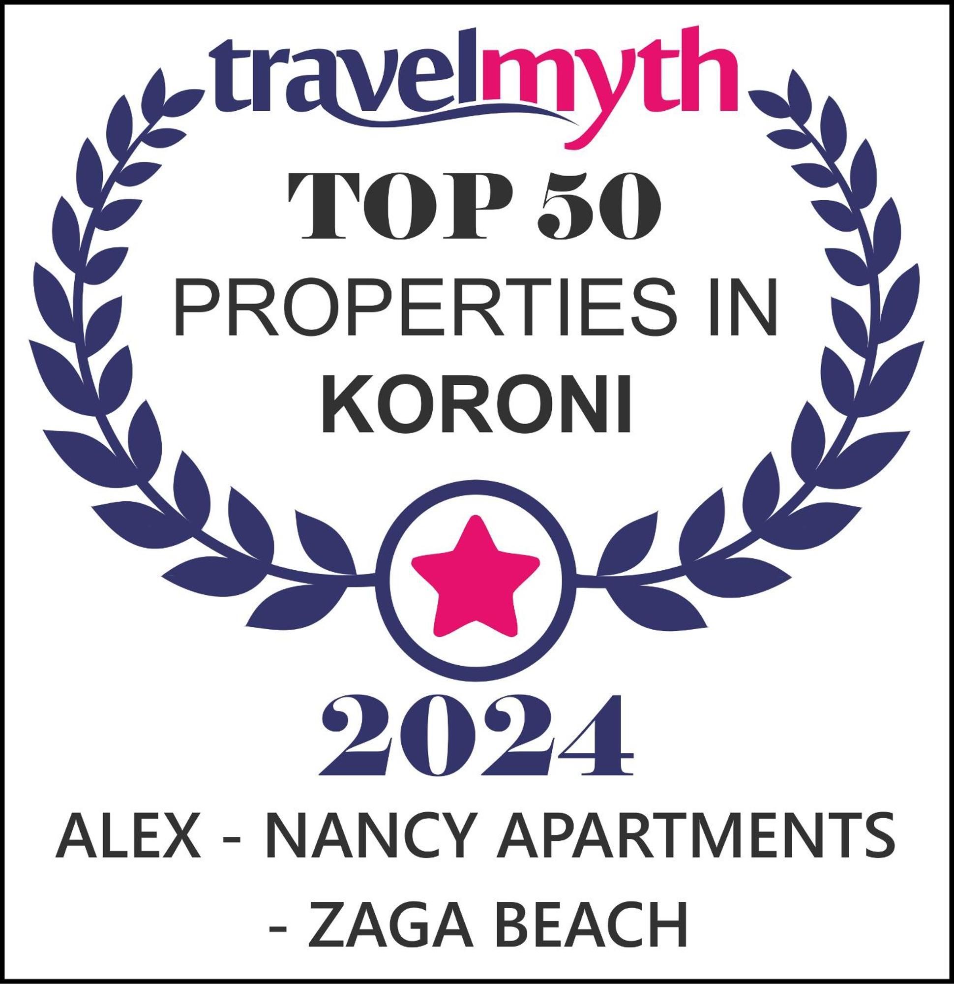 Alex - Nancy Apartments - Zaga Beach Koróni Eksteriør bilde
